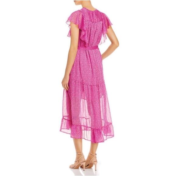 Sabina Musáyev Riviera Midi Dress Size Medium Pink Printed Tiered *no belt - Picture 6 of 14